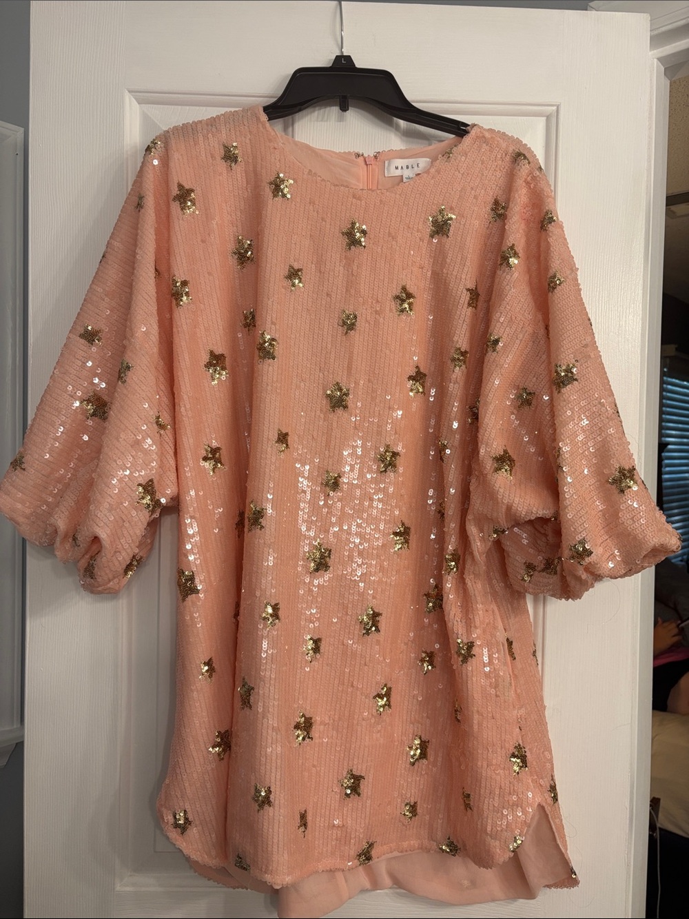 Mable Peach Sequin Star Mini Dress